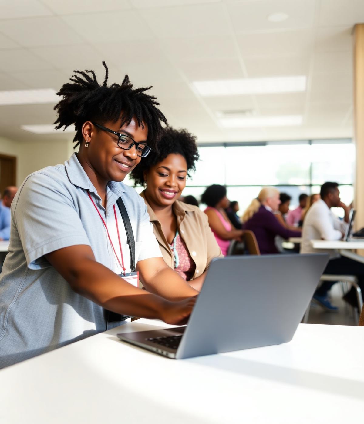 Los Angeles County resident using the career portal at an AJCC